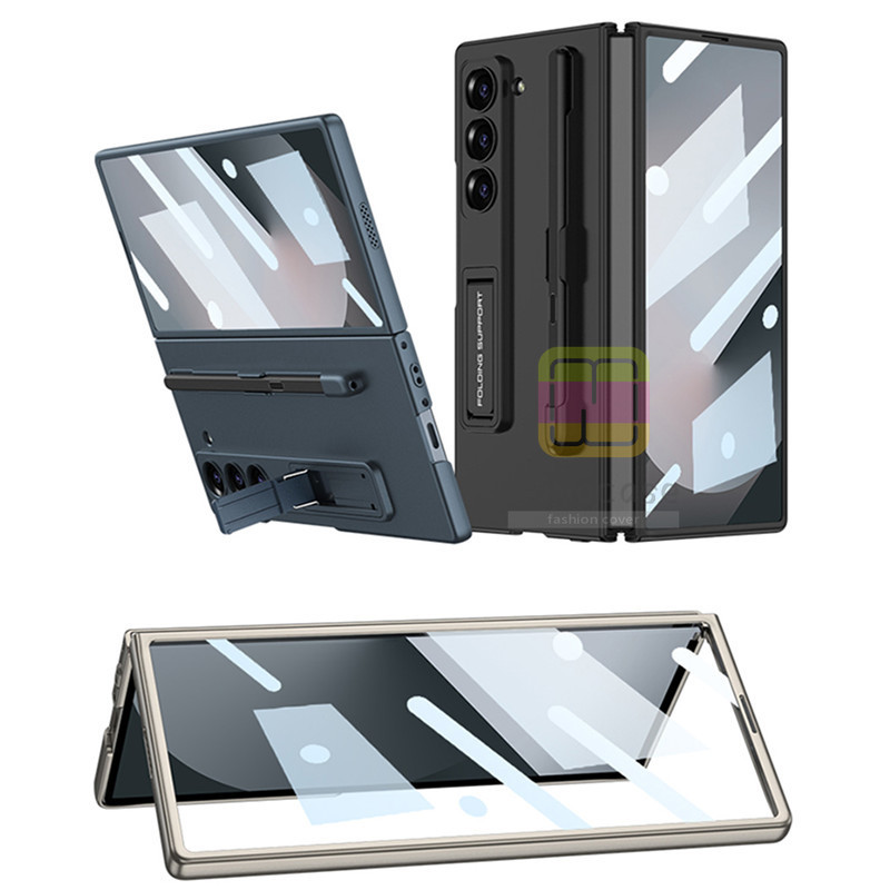 Slim S Pen Slot Holder Front Tempered Glass Film Phone Case with Pen Samsung Galaxy Z Fold 6 Impact Protection Casing