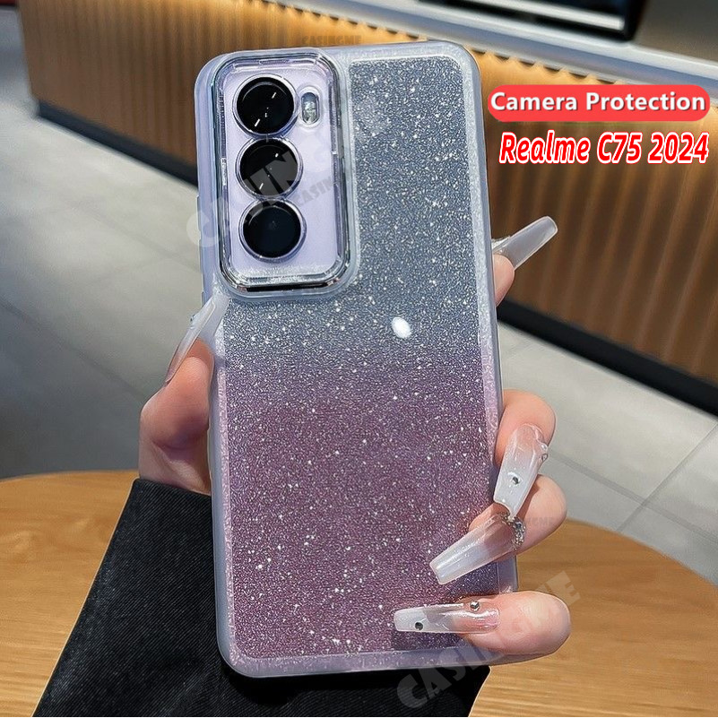 Realme C75 2024 Bling Glitter ปลอกซิลิโคนนุ่มโปร่งใสเคสโทรศัพท์สําหรับ Realme C75 RealmeC75 C 75 75 C 4G 5G 2024 กล้องเลนส์ป้องกันกันกระแทกปกหลัง