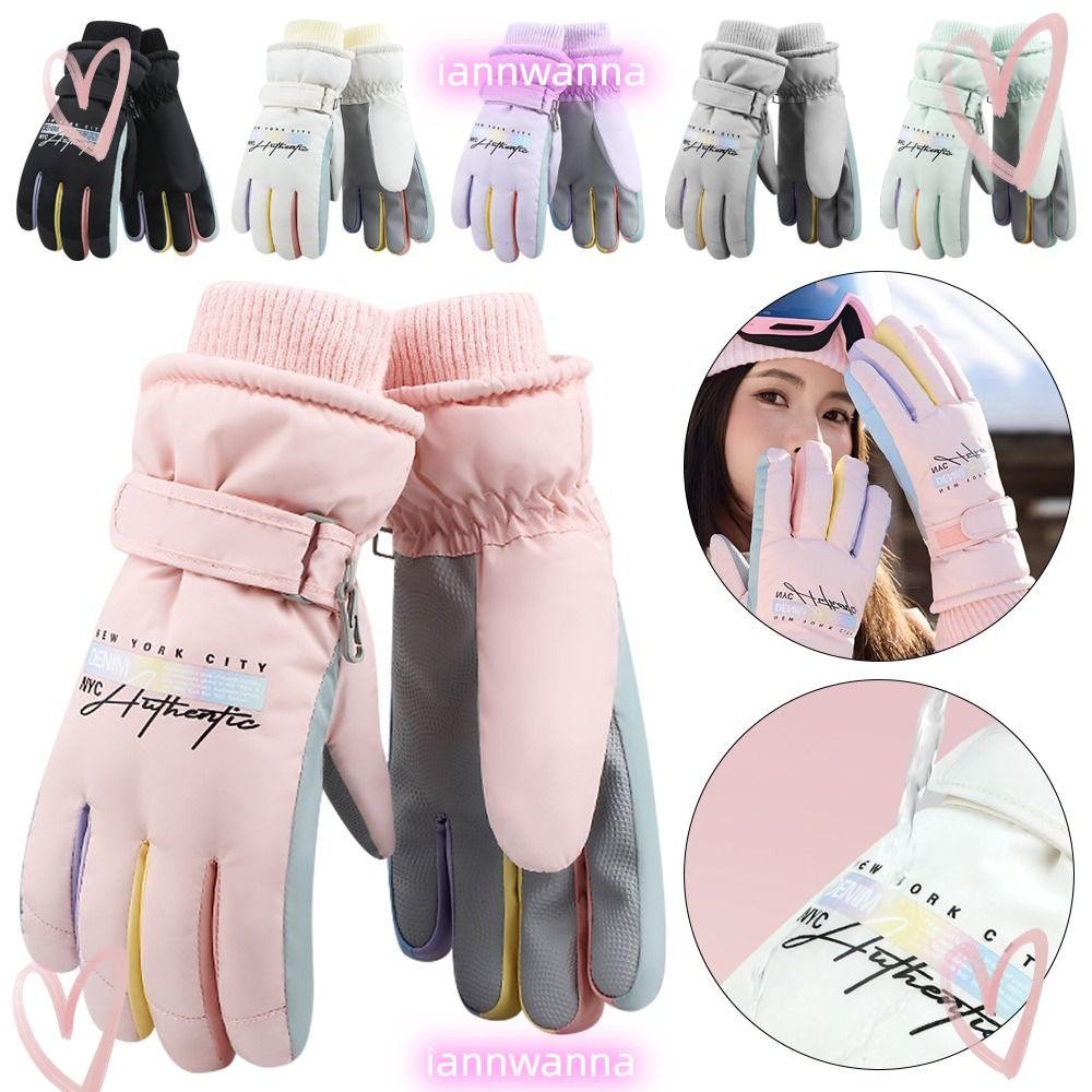 Iannwana ถุงมือเล่นสกีฤดูหนาว,ถุงมือกีฬาสโนว์โมบิลกันน้ําที่อบอุ่น,หน้าจอสัมผัสถุงมือปั่นจักรยานหนาความร้อน