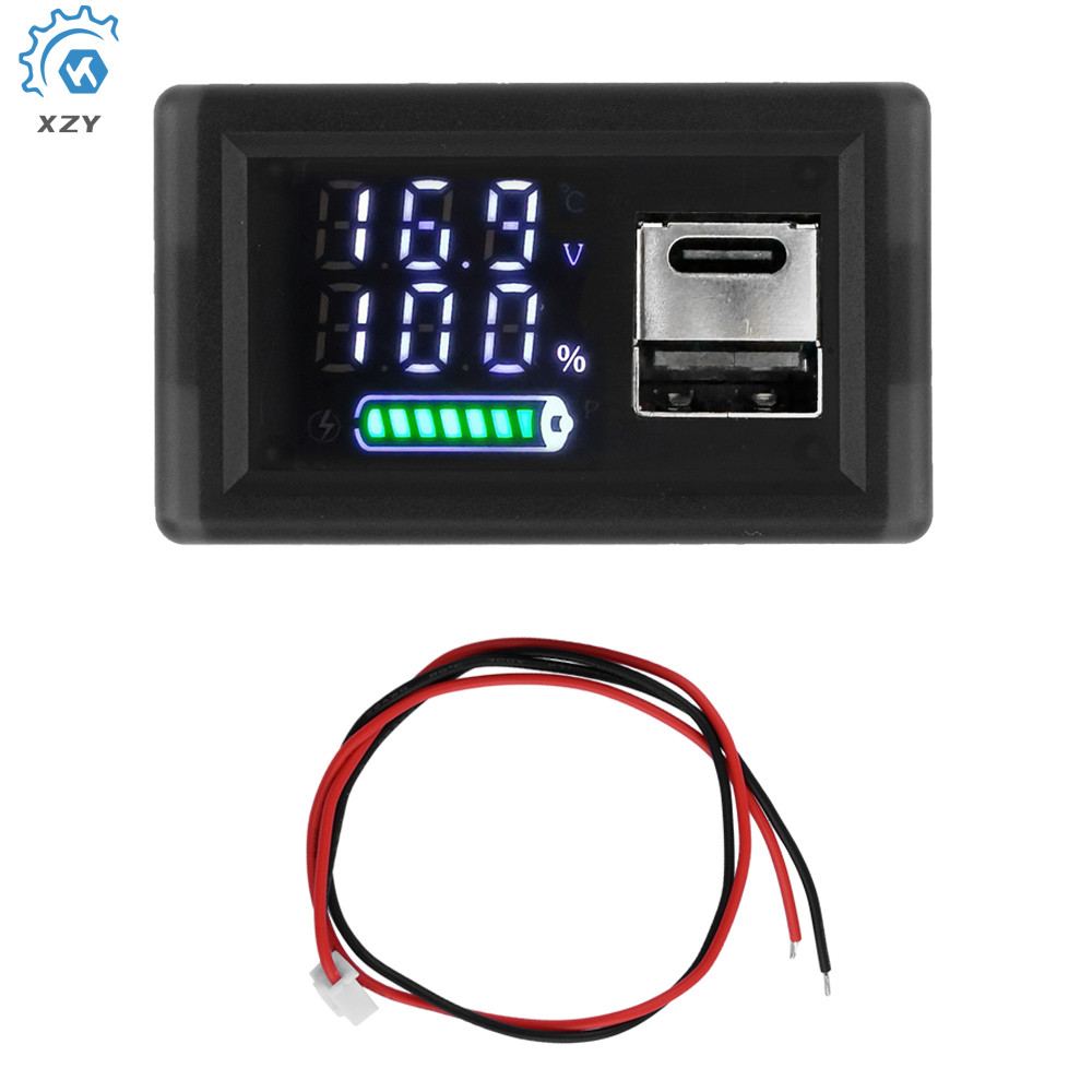 Zfx-3079 DC9 ~ 24V แบตเตอรี่กรดแบตเตอรี่ลิเธียม Universal LED Dual จอแสดงผลดิจิตอลไฟแสดงสถานะโวลต์มิเตอร์ USB + อินเทอร์เฟซ Type-C