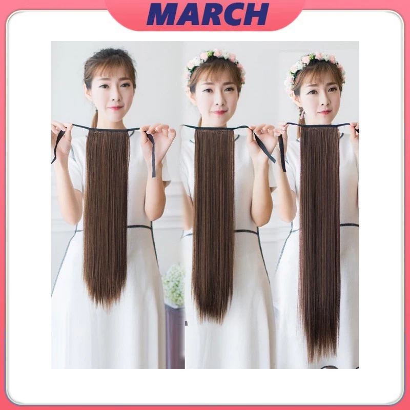 ธรรมชาติ แฮร์พีชหางม้า ผมตรง นิ่ม สวย ยาว 50 ซม หนาพิเศษ 150G หางม้าตรง 45/55/65cm ไหมนุ่มสวย