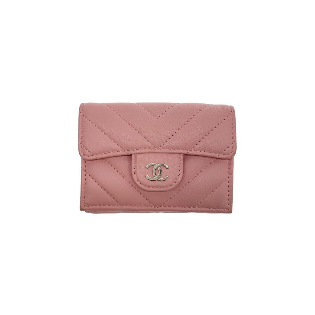 CHANEL Folded Wallet Matrasse Classic Small Flap Trifold Leather PNK Women's Direct from Japan Secon