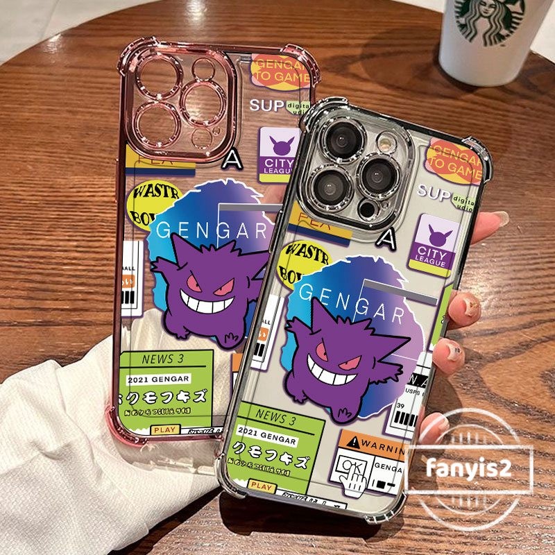 สําหรับ OPPO A18 A38 A15 A16 A57 A77s A5s A3s A58 A95 A7 A9 A5 A78 A79 A98 Reno 12F 11F 8Tปลอกการ์ตูนมอนสเตอร์เคสโทรศัพท์ชุบสี่มุมโปร่งใสป้องกันถุงลมนิรภัยฝาครอบ