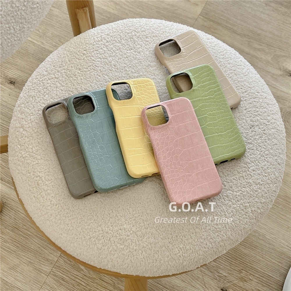 Goat หนังสีทึบเรียบง่ายพร้อมปลอกลายจระเข้แฟชั่นเข้ากันได้สําหรับ iPhone 17 pro Max iPhone 17 16 15 14 13 Pro Max เคสไอโฟนป้องกันป้องกันการหล่นฝาหลังกรณี