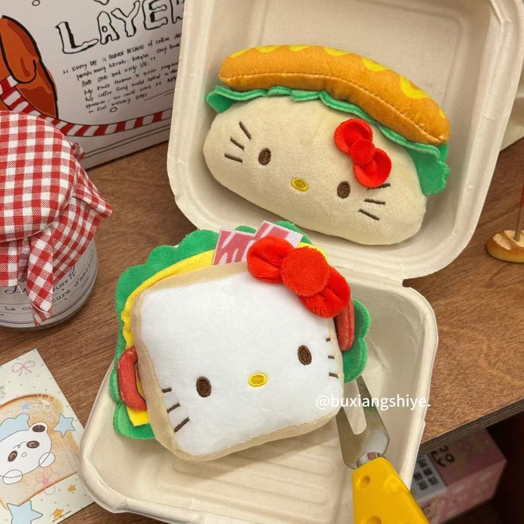 แซนวิชเคทีแมวจี้น่ารักตุ๊กตาตุ๊กตาตุ๊กตาสุนัขร้อนคิตตี้กระเป๋าจี้การ์ตูนพวงกุญแจ