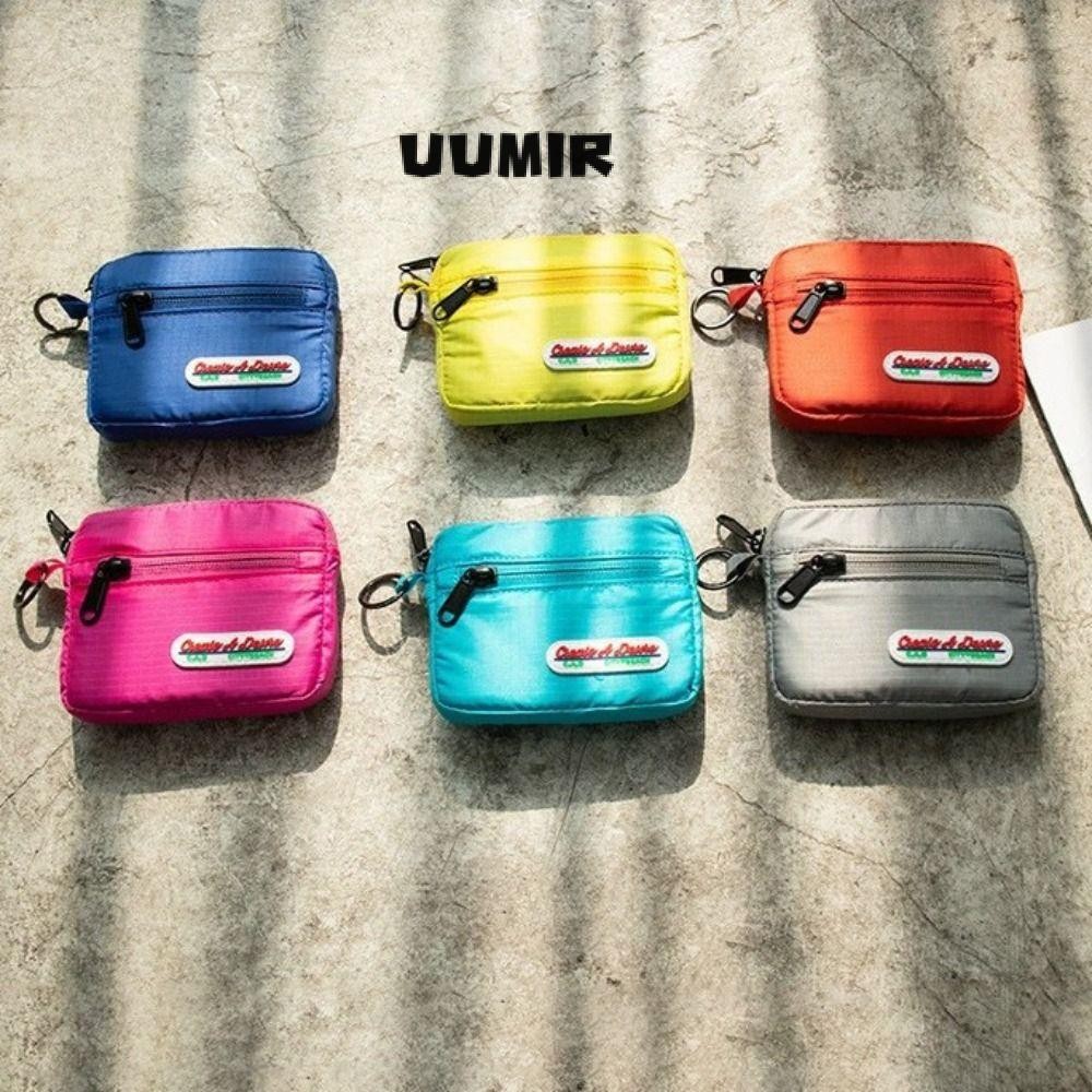 UUMIR กระเป๋าใส่เหรียญ,สีทึบ RFID Blocking กระเป๋าสตางค์ใบสั้น, Casual ไนลอนกันน้ํา ID Badge Holder นักเรียน