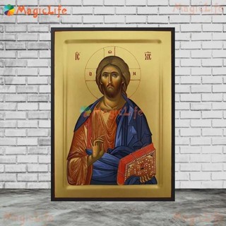 Christ Blessing Icon Orthodox Pantocrator Wall Art Unframed ภาพวาดผ้าใบสําหรับ Church Room Decor Can