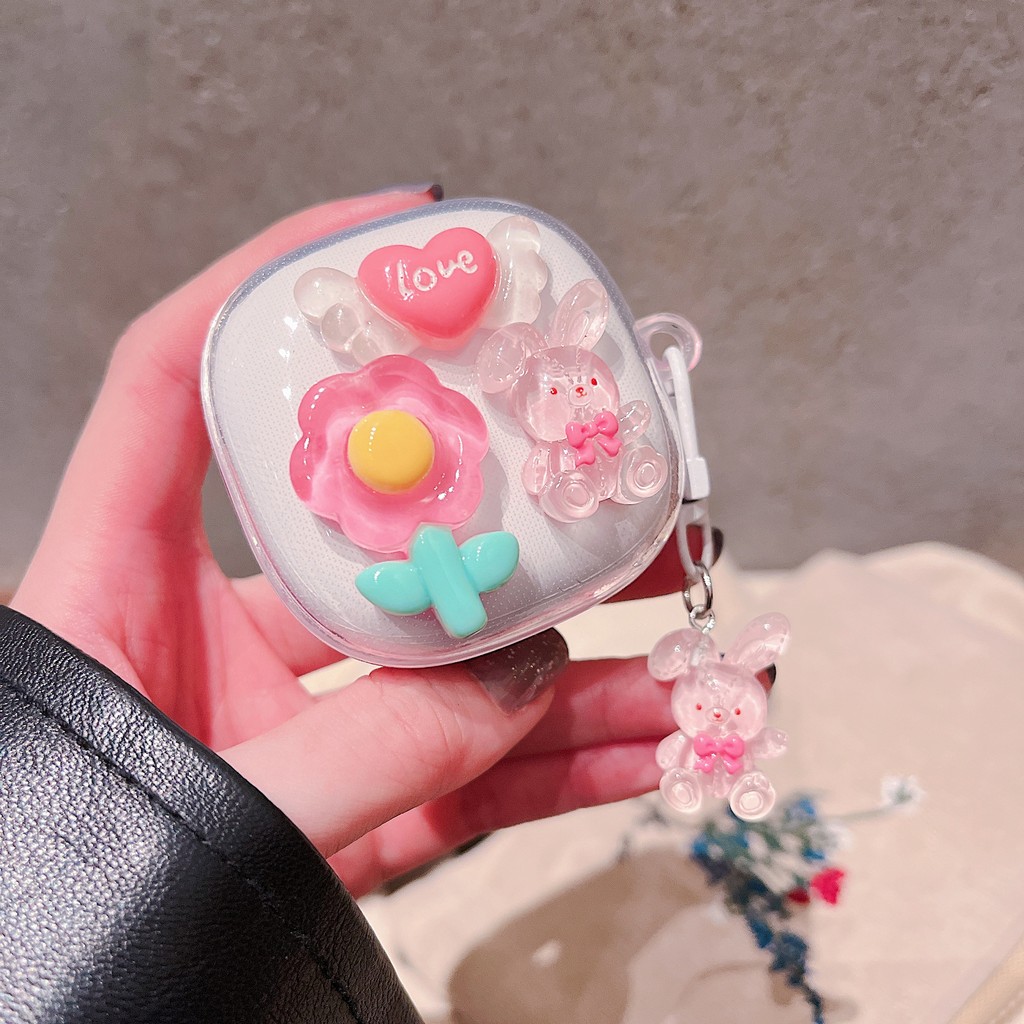 Geek เคสหูฟัง ใช้ได้กับ: Redmi Buds 6 Play เคส Case เคสหูฟังบุคลิกภาพสร้อยข้อมือดอกไม้ไล่ระดับ KT cat