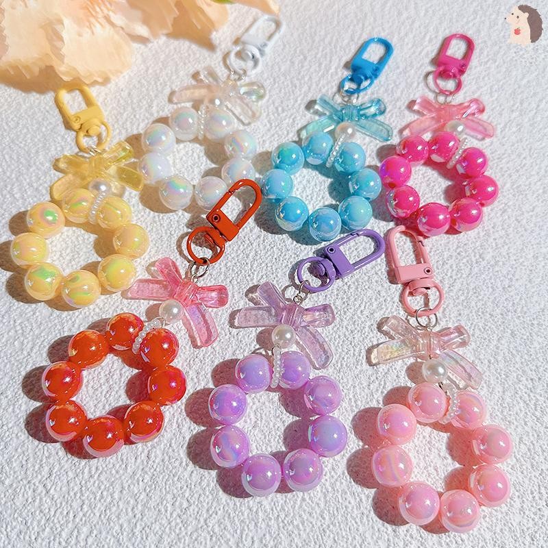 [IN] Candy Bows Lanyard Anti-Lost สร้อยข้อมือลูกปัดสําหรับโทรศัพท์มือถือกรณีสายรัดข้อมือพวงกุญแจรถน่ารักโทรศัพท์ Charm TH