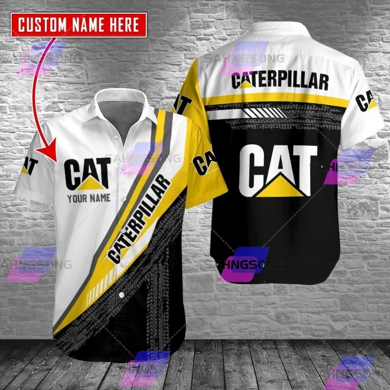 Kemeja Caterpillar CUSTOM DESIGN เสื้อเชิ้ตแขนยาวผู้ชายพิมพ์ลายระเหิด