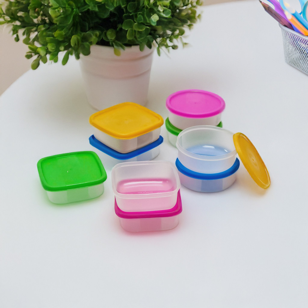 (แพ็ค 4 ใบ/คละสี) กล่องกลมและเหลี่ยม 150-180 ml. กล่องเก็บของอเนกประสงค์จิ๋ว แบรนด์ BIG1 รุ่น 1058-9