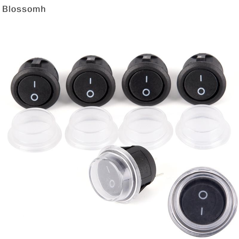 Blossomh 1 PC 2-PIN ON-OFF SPST Round Dot Car Auto Rocker Toggle Switch + ฝาครอบกันน้ําใหม่