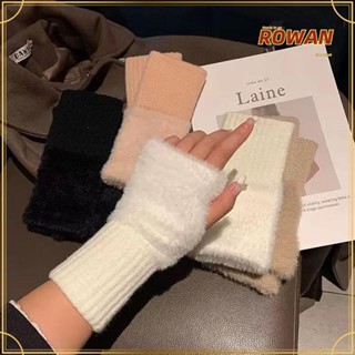 Rowans Mink ขนแกะถุงมือ, Soft Plush ถักถุงมือครึ่งนิ้ว, สายร…