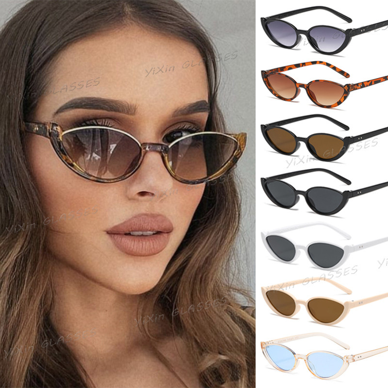 แฟชั่น Cat Eye แว่นกันแดดกรอบเล็กสําหรับผู้หญิงผู้ชายแว่นตาขับรถแว่นตาบังแดดป้องกันรังสียูวี