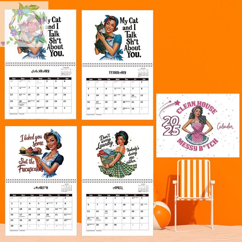 Pucool Creative Zodiac Snake ปีปฏิทินตลกที่ไม่ซ้ํากัน 2025 ภาษาอังกฤษปฏิทินผนังแฟชั่นบ้านแขวนตกแต่งของขวัญปีใหม่ TH