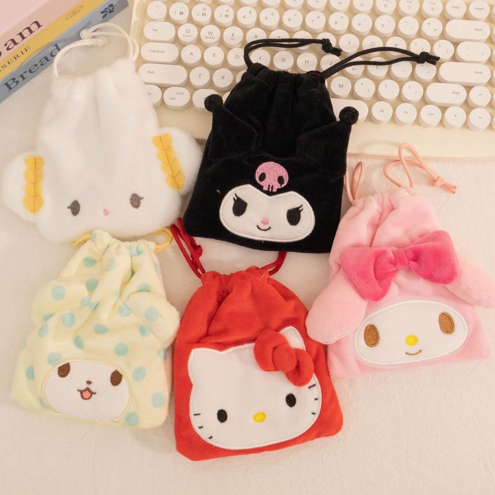 Seventhalf กระเป๋าหูรูด My Melody, สไตล์ญี่ปุ่น Kawaii Hangyodon กระเป๋าเก็บ, น่ารัก Cogimyun Kitty Cat Marumofubiyori Kuromi Drawstring Bag Camping