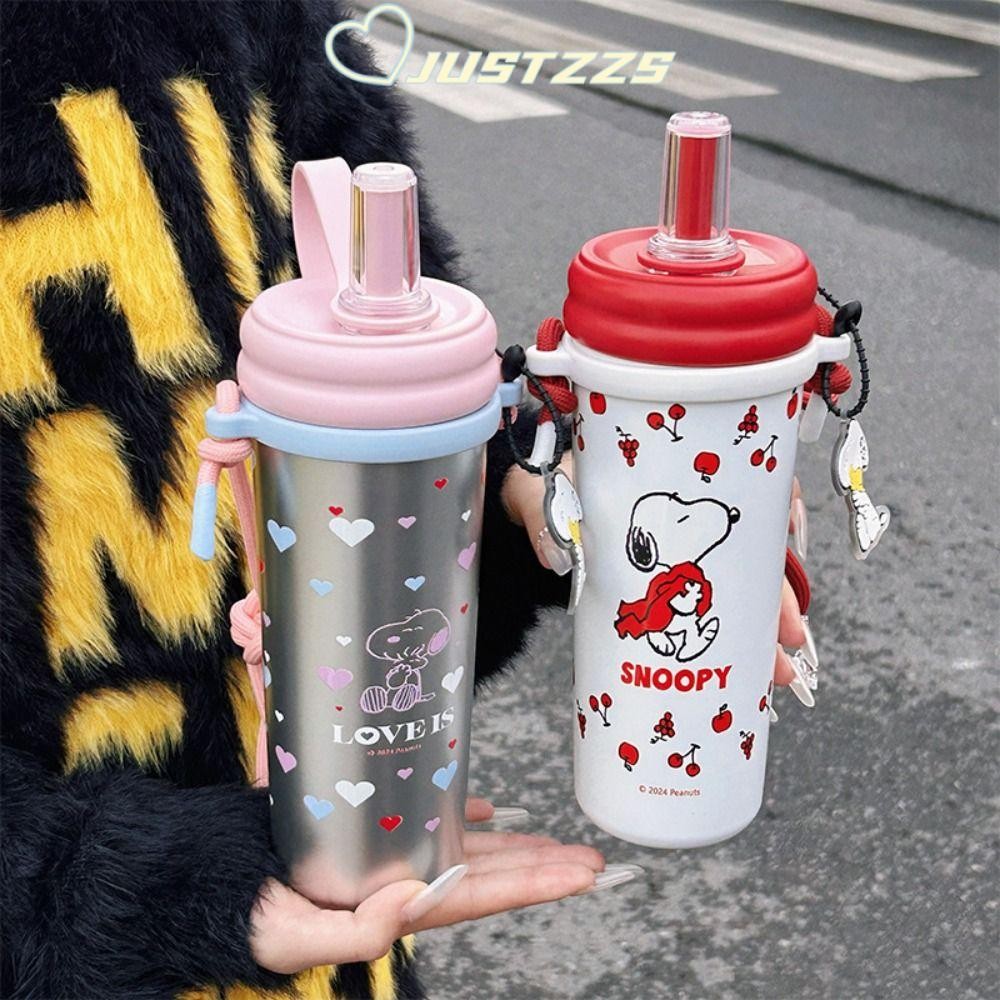 Justzzs ถ้วยสูญญากาศ, 710ml ถ้วยฉนวน Snoopy, การ์ตูนสแตนเลสแก้วน้ําความจุขนาดใหญ่ของขวัญวันเกิด