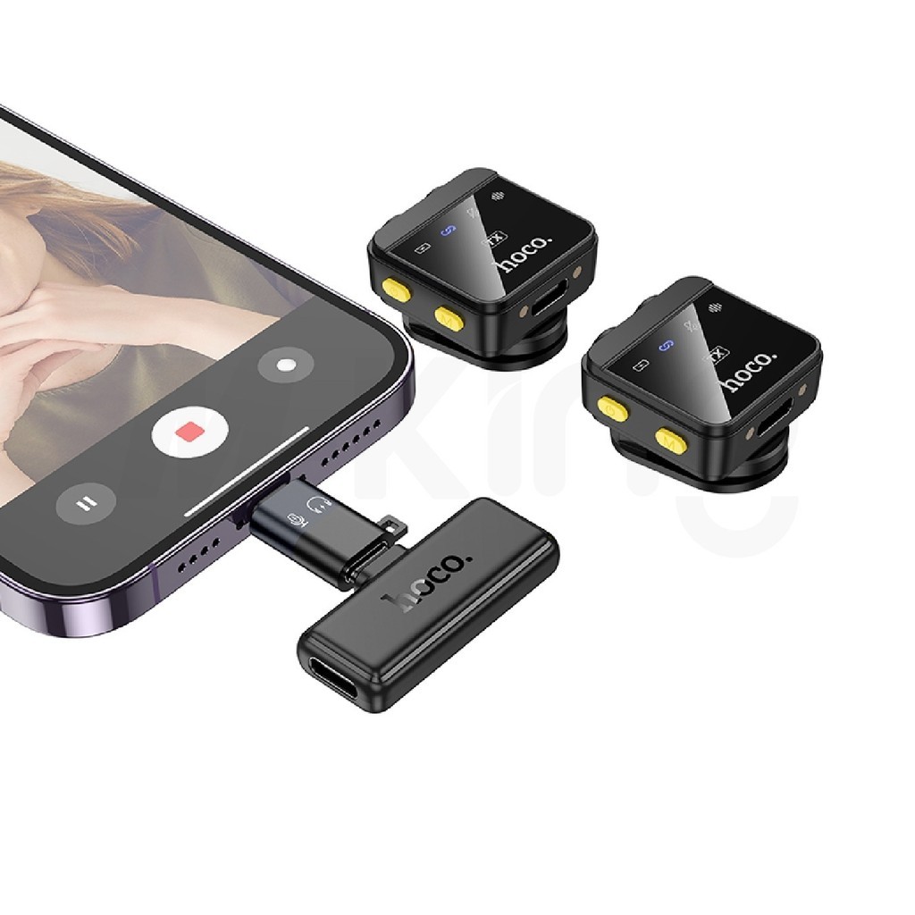 ไมโครโฟนไร้สาย HOCO L17 Dual-Mic รองรับ Android / i0S Wireless microphone เสียงชัด ตัดเสียงรบกวนได้