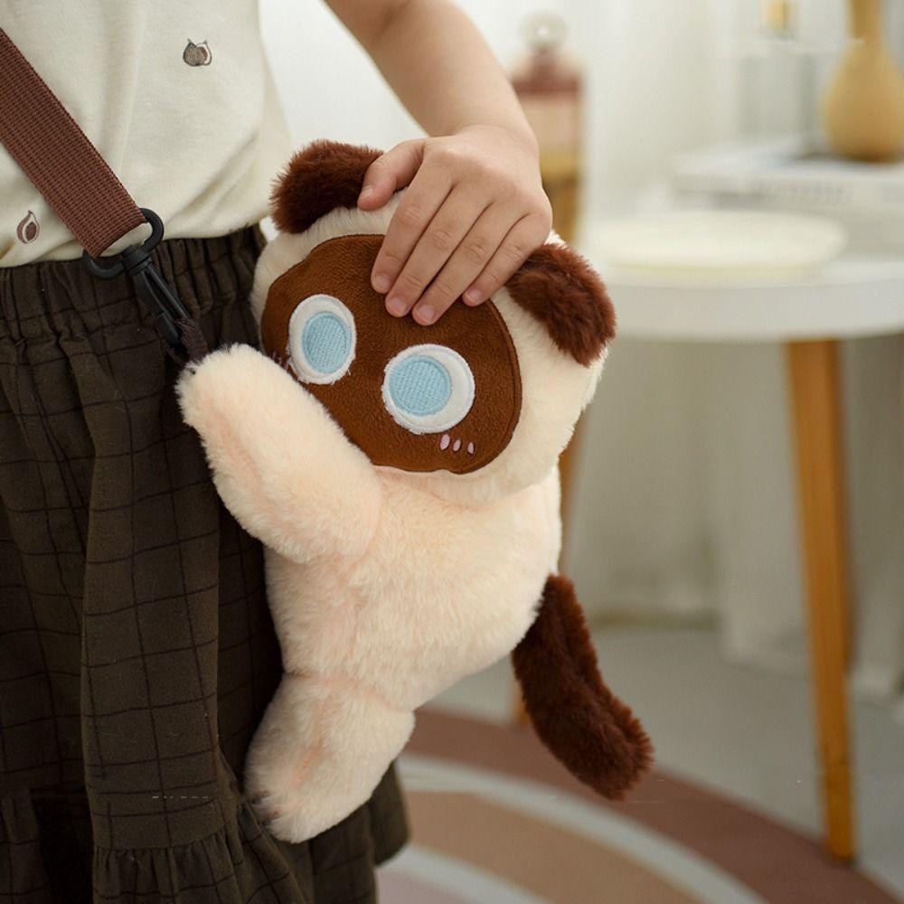 Fusionflash กระเป๋าสะพายแมวสยาม,นุ่ม Kawaii สัตว์ Lamb Crossbody กระเป๋า,แบบพกพาตุ๊กตาสัตว์ที่ถอดออกได้สายของเล่นตุ๊กตาน้ําหนักเบากระเป๋าเป้สะพายหลังนักเรียน ราคา ถูกที่สุด ดีลบีเคเค แกลเลอรีภาพที่ 9