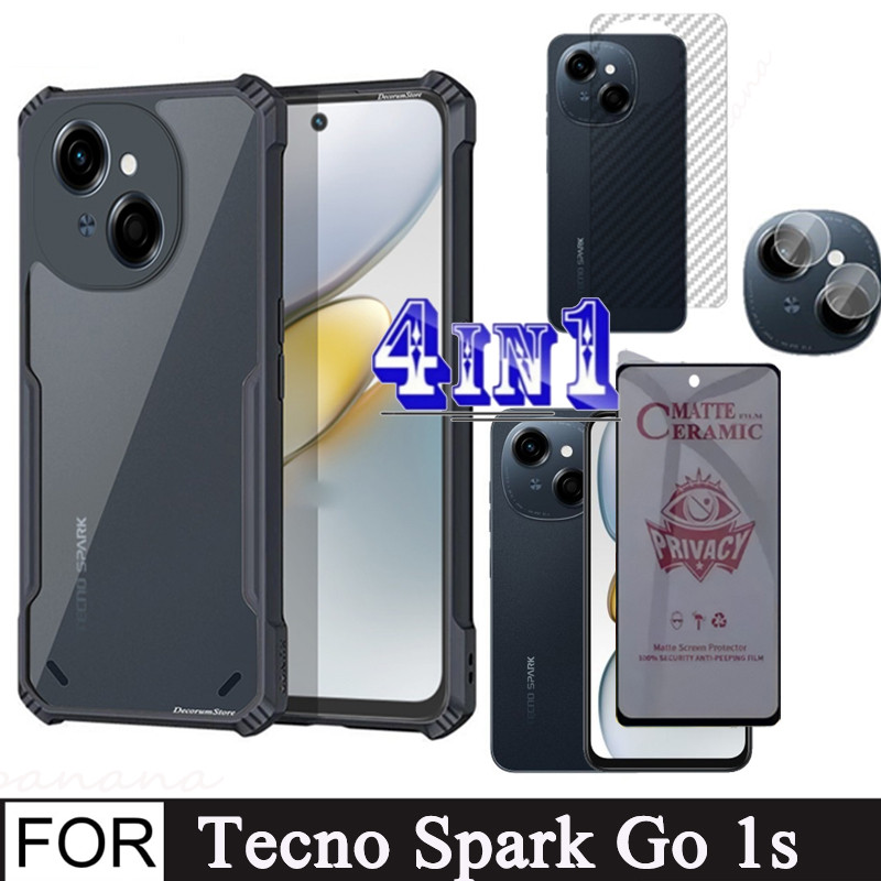 Tecno Spark Go 1S เคสโทรศัพท์กันกระแทกสําหรับ Tecno Spark Go 2025 2024 POP 9 4 in 1 Privacy Ceramic เมมเบรน + ฟิล์มด้านหลัง