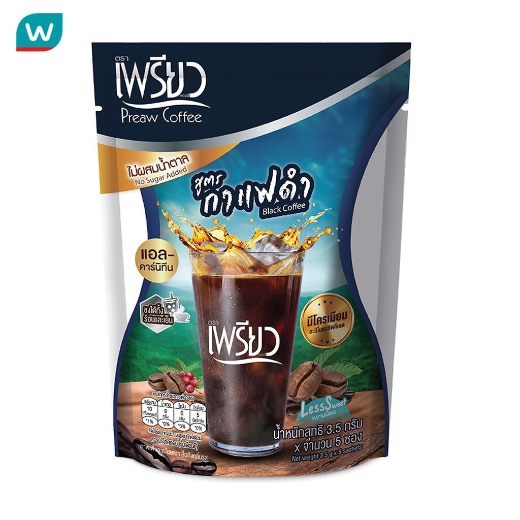 Preaw เพรียว แบล็ค คอฟฟี่ แบบถุง 5ซอง