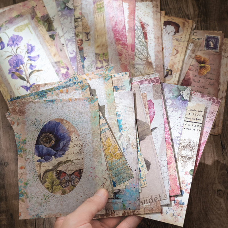 40 ชิ้น Vintage วัสดุ Pack สําหรับสมุดภาพทําด้วยมือ Deco DIY สติกเกอร์