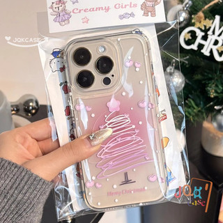 คริสต์มาส เคสไอโฟน13 ต้นคริสต์มาส สำหรับ IPhone 11 15 16 13 12 14 Pro Max 8Plus 7Plus X XS XR Max 7 8 Plus SE 2020 เคส