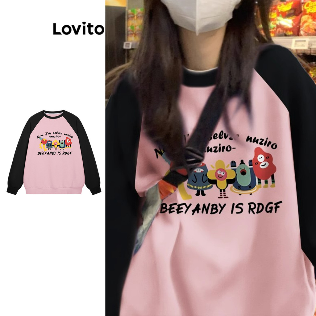 Lovito เสื้อสเวตเตอร์คัลเลอร์บล็อกสำหรับผู้หญิง LNA83039