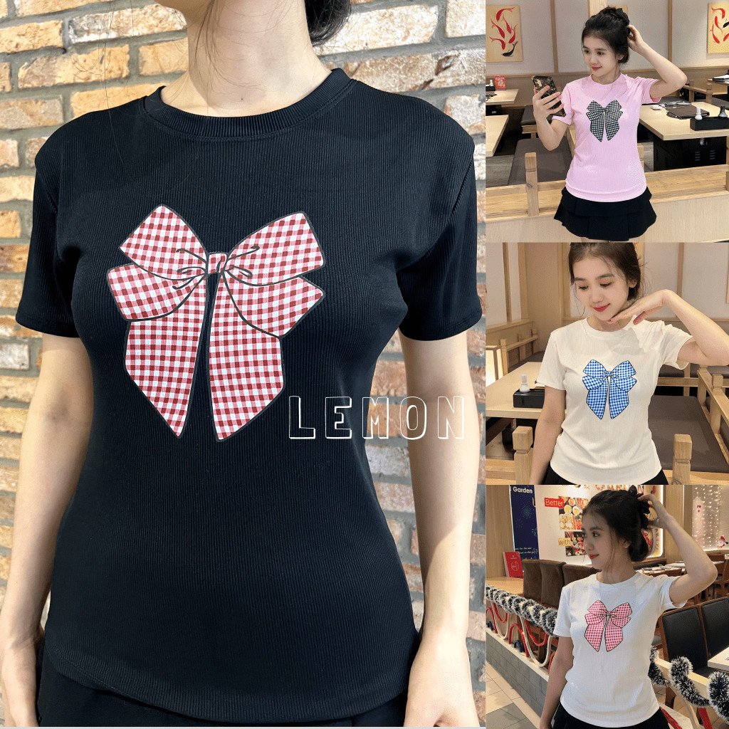 เสื้อยืดธรรมดาผู้หญิง BabyTee ยางยืดจั๊ม Lemon babytee Women