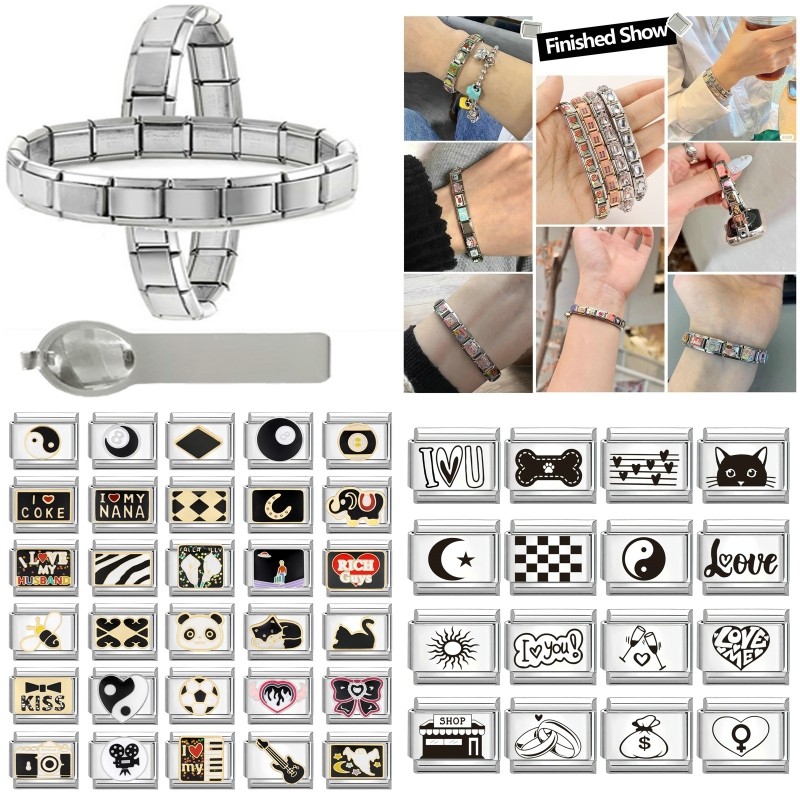 ใหม่ Cat Love Star Moon อิตาเลี่ยน Charm Links Fit 9 มม.สร้อยข้อมือสแตนเลส Diy เครื่องประดับทําอุปกรณ์เสริม Retro บุคลิกภาพโมดูลสร้อยข้อมืออุปกรณ์เสริม