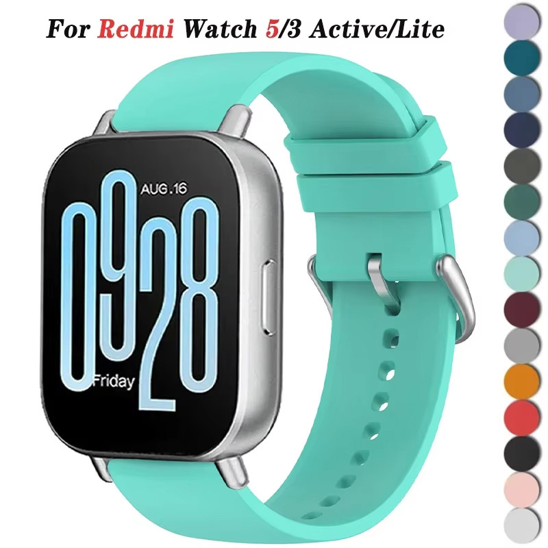 สายซิลิโคนสําหรับเล่นกีฬาสําหรับ Redmi Watch 5 Active Band สร้อยข้อมือสําหรับ Xiaomi Redmi Watch 5 3 Active 5 Lite สายรัดข้อมืออุปกรณ์เสริม