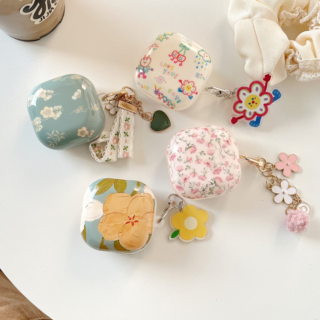 เคสน่ารักสําหรับ Samsung Galaxy Buds 3pro FE/Buds 2 pro/Buds 2/Buds Live/Buds pro ดอกไม้ออกแบบหูฟังพ