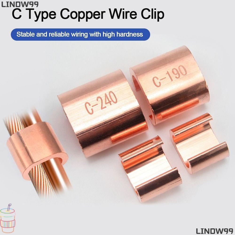 Lindw99 คลิปลวดทองแดง, ขั้วต่อสายไฟชนิด C ทองแดง, C Type Clip Buckle Terminal Clamp Wire