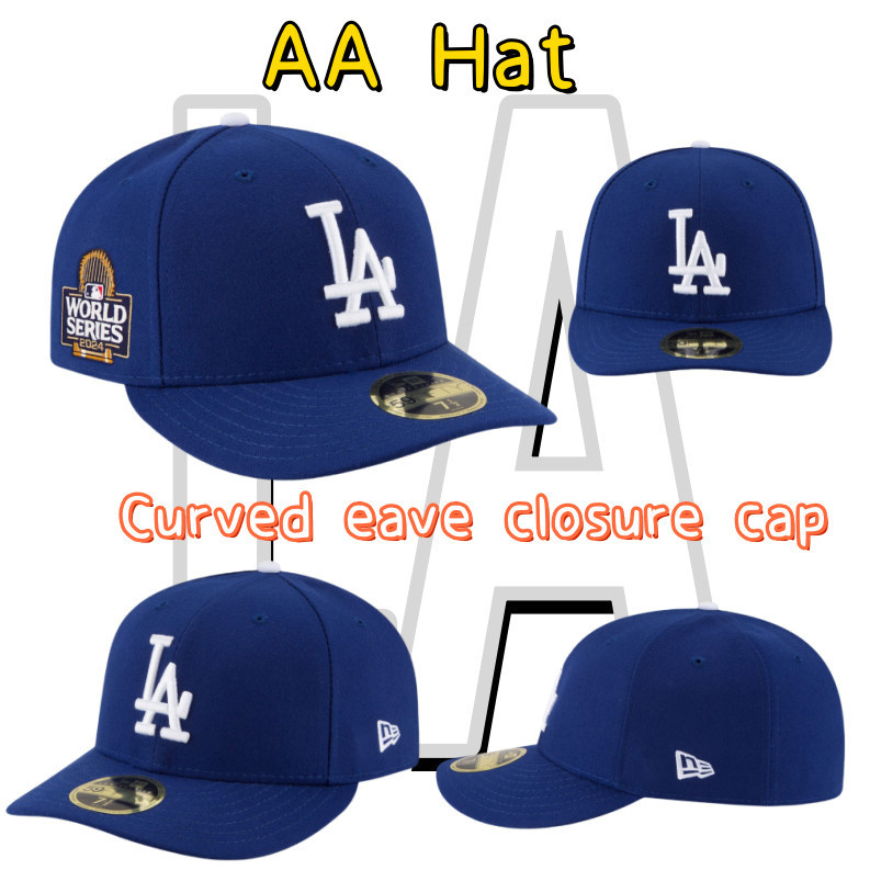 Mlb Dodgers 2024 World Series Side Patch Low Profile 59F.IFTY ติดตั้งหมวก Bent Eave หมวกเบสบอลแบบปิด