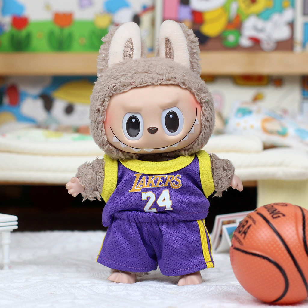 Labubu POP MART V1 17cm ตุ๊กตาตุ๊กตาจี้ชุดบาสเก็ตบอลใหม่