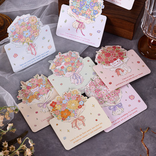 การ์ดอวยพรช่อดอกไม้วันครู Blessing Rose การ์ดเล็กวาดด้วยมือ