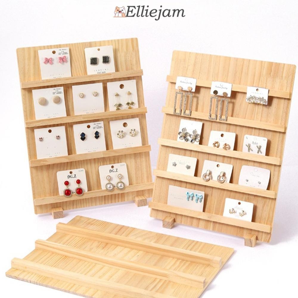 Elliejam ขาตั้งโชว์เครื่องประดับ, ชั้นวางต่างหูแบบถอดได้ไม้, กรอบ 3/4/5 ชั้น ชั้นเก็บกําไลข้อมือแนวตั้ง