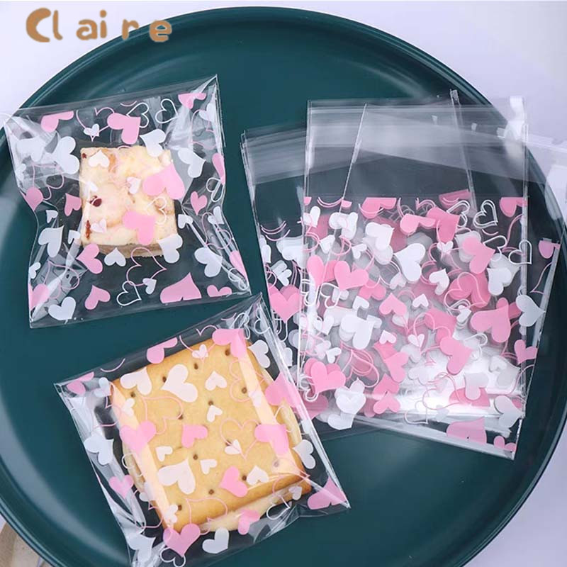 🏡ถุงคุกกี้ ถุงฝากาว ใส่ขนม ถุงซีลขนม ขนาด 7x7+3cm ลายการ์ตูน 100 ใบ Claire
