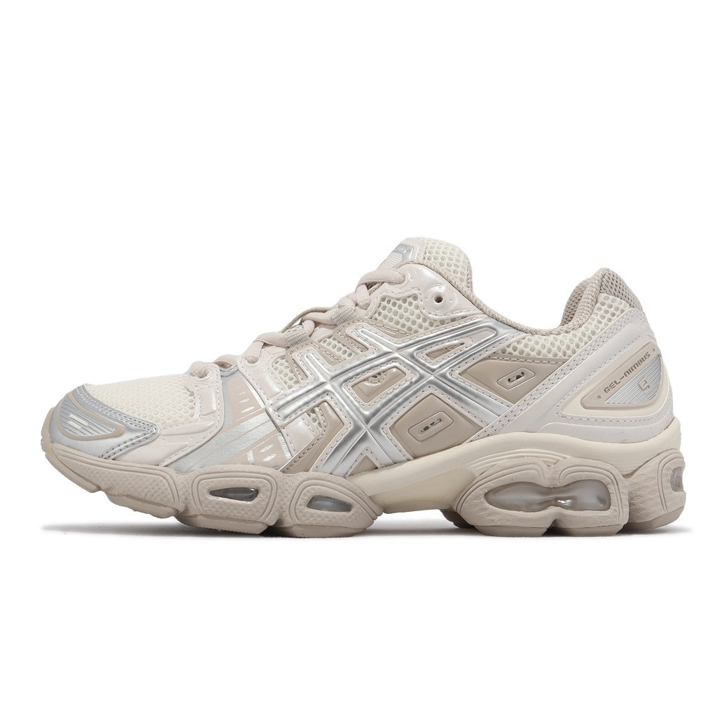 Asics Casual Shoes GEL-Nimbus 9 Retro Jogging Cream Beige Silver Womens ACS 1202A278107