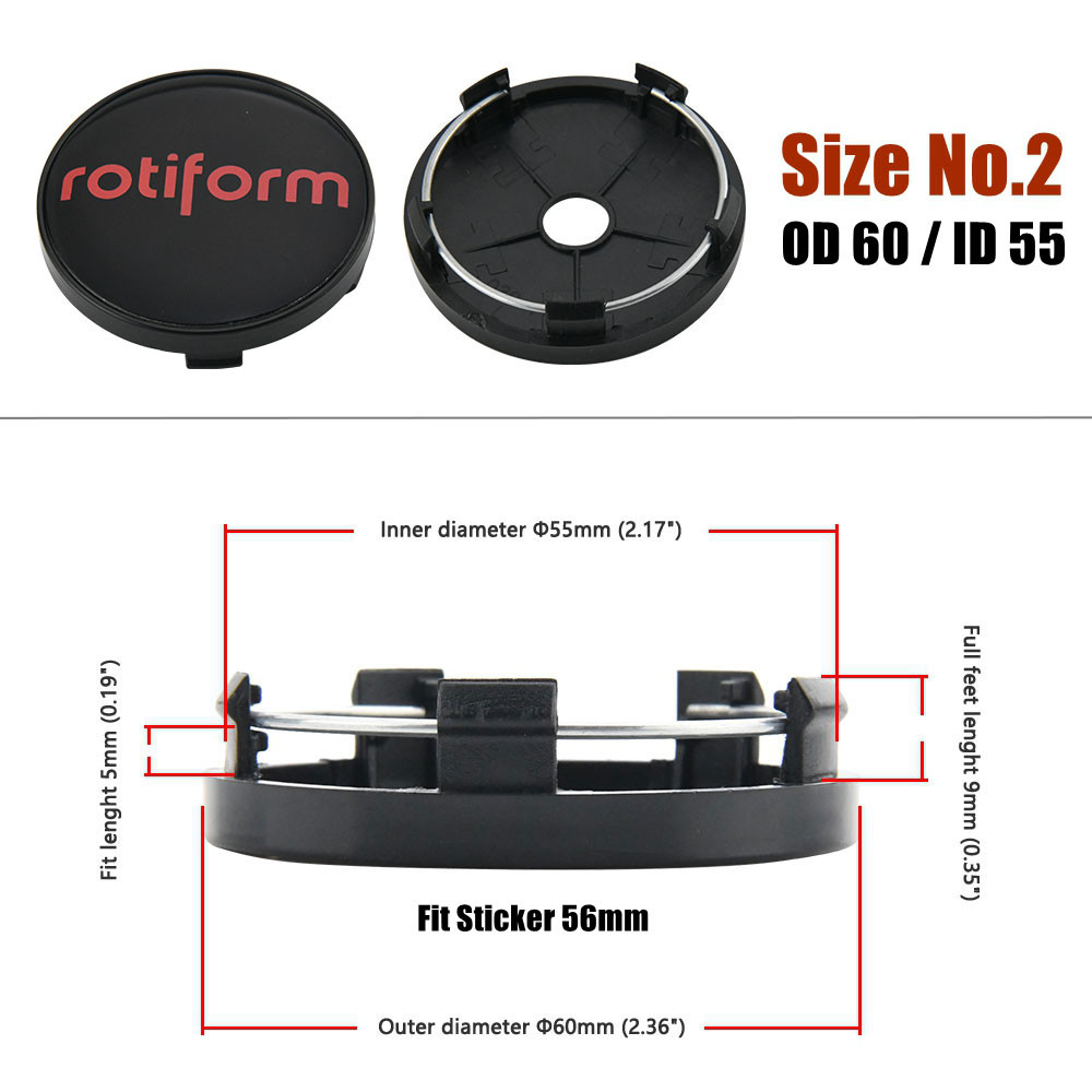 4ตัว 58มม ฝาครอบล้อ roti ฝาปิดดุมล้อ 60มม ฝาครอบดุมล้อ 62มม ฝาดุมล้อ 63มม 65มม - รูปที่ 2