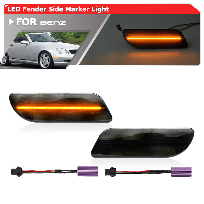 2PCs Euro รมควัน Led กันชน Fender ด้านข้างไฟสําหรับ Benz SLK-Class R170 1997-2004 CLK-Class W208/A20