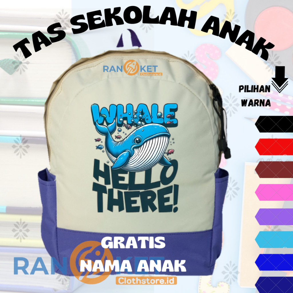 Whale Kids Bag I Whale Kids School Bag {FREE NAME PRINTING}