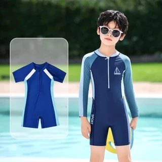 【จัดส่งจากประเทศไทย】ชุดว่ายน้ำเด็กชายรุ่นใหม่แบบวันพีซสไตล์เกาหลี แขนยาว เหมาะสำหรับเด็กชายและวัยรุ่น