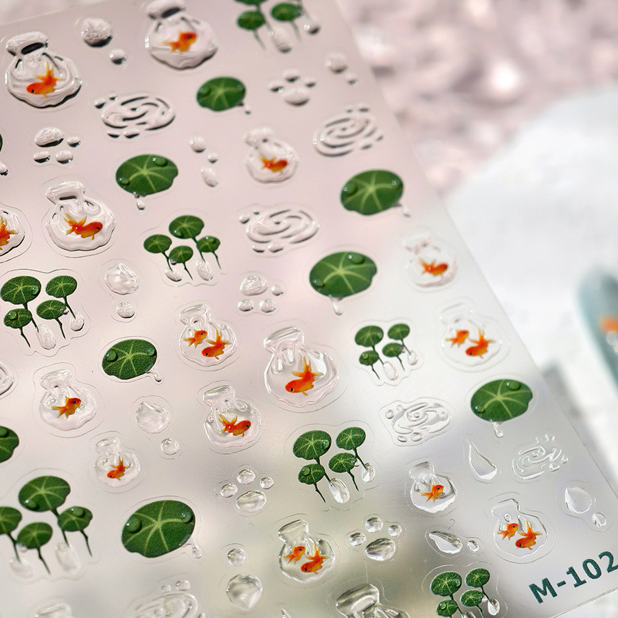 ทีนเซอร์ งานฝีมือใหม่ ปั๊มทอง ขายดี ดอกบัว M-1024 เจลลี่ ปลาโคอิ น่ารัก เคสโทรศัพท์ สติ๊กเกอร์เล็บ