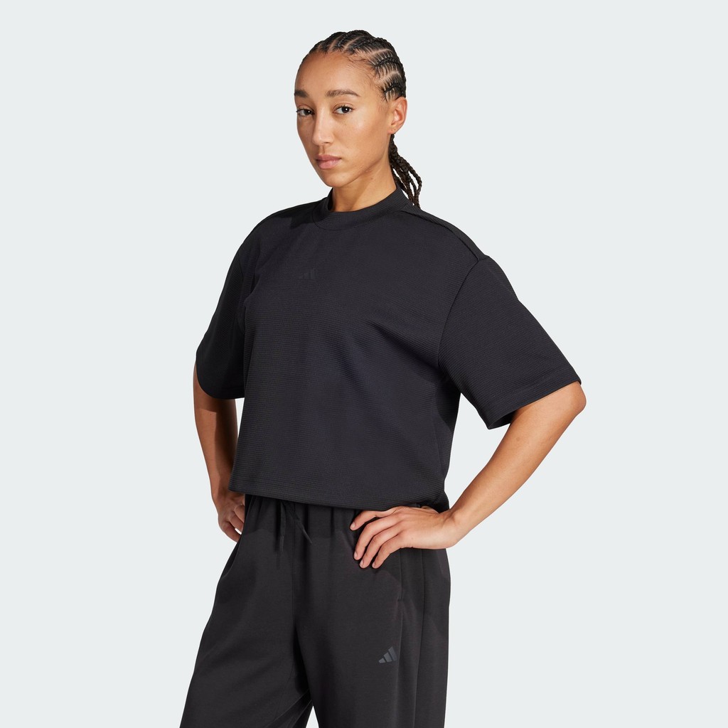 adidas Gym & Training Yoga Motion Waffle Tee Women Black JM4474