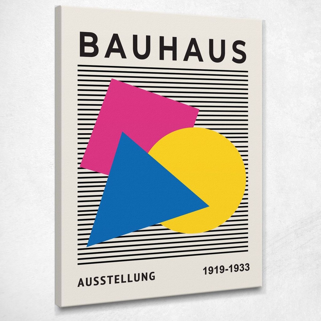 Bauhaus Painting Vibrant Geometric Shapes Bauhaus Style, bhs5 ภาพพิมพ์บนผ้าใบแคนวาส