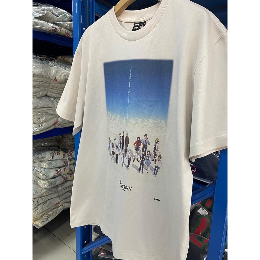 ผ้าฝ้ายแท้ Saint Michael 25SS "Neon Genesis Evangelion" เสื้อยืดแขนสั้นผู้ชายผู้หญิงอินเทรนด์