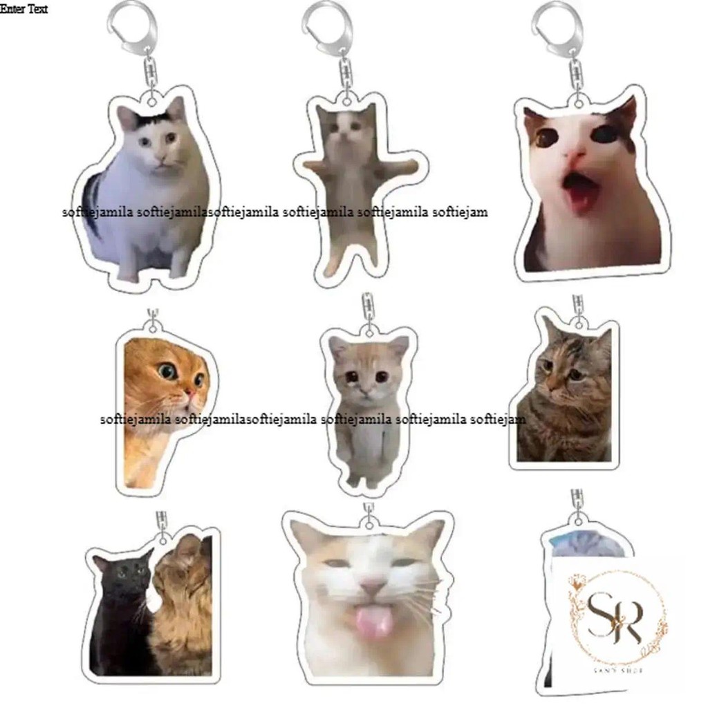 Rambling แพะ huh cat Meme พวงกุญแจแมวสับสน memes กรีดร้องแมวที่มีเท้าของเขาบนหัว