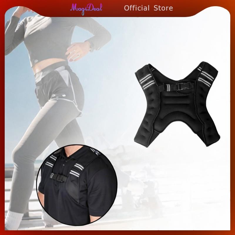 MagiDeal Weighted Vest เสื้อกั๊กน้ําหนักฟิตเนสแบบพกพาสําหรับการออกกําลังกายการออกกําลังกายการออกกําล