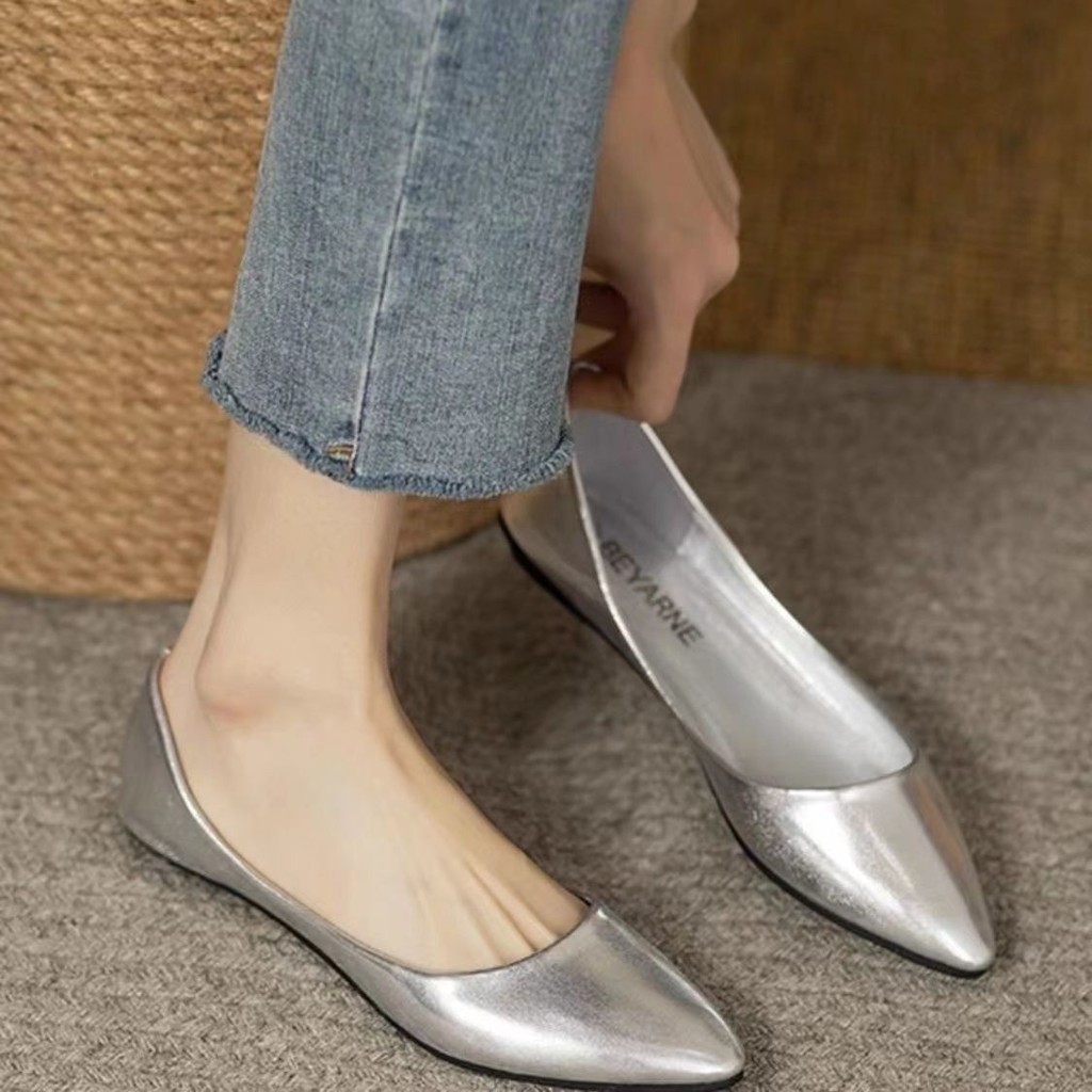 รองเท้าส้นเตี้ยหัวแหลมระบายอากาศสําหรับผู้หญิง-รองเท้าตุ๊กตานุ่ม | รองเท้าโลฟเฟอร์แบบสวมใส่สบายสําหรับลําลองและสํานักงาน